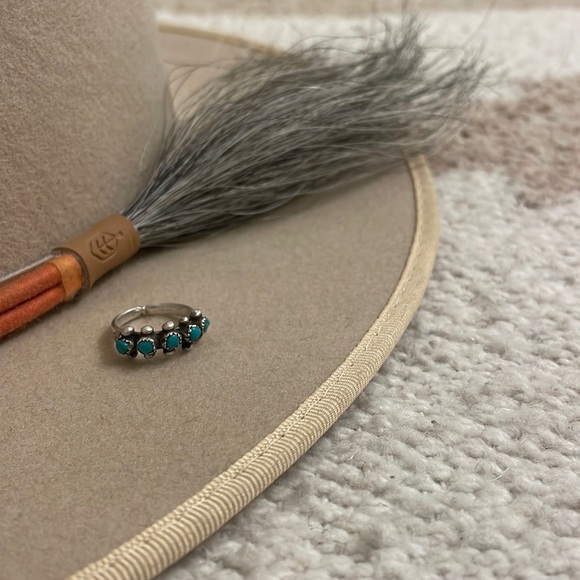 Vintage Zuni Turquoise + Silver pinky ring - Picture 2 of 5